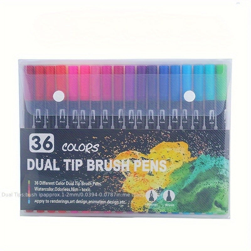 Marcadores aquarela vibrantes de ponta dupla – Conjunto de arte para desenho e a