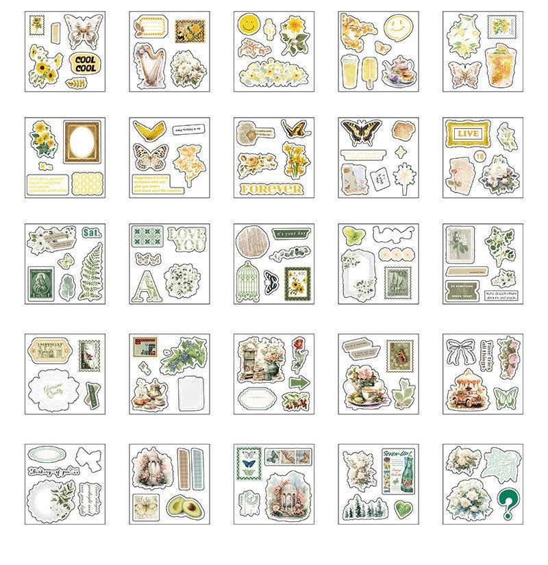 Caixa de Adesivos Romance Vintage – 100 Peças
