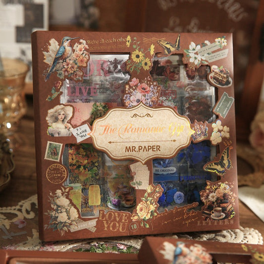 Caixa de Adesivos Romance Vintage – 100 Peças
