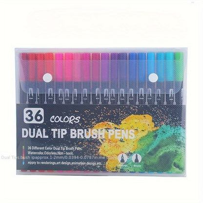 Marcadores aquarela vibrantes de ponta dupla – Conjunto de arte para desenho e a