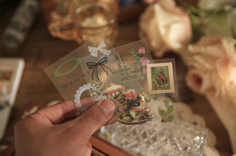 Caixa de Adesivos Romance Vintage – 100 Peças