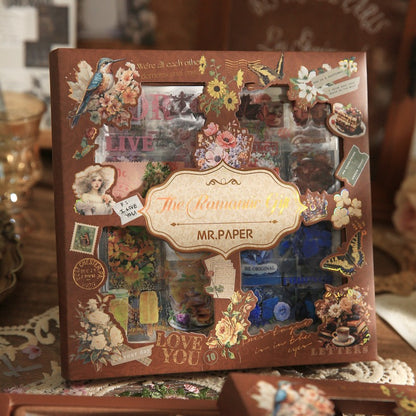Caixa de Adesivos Romance Vintage – 100 Peças