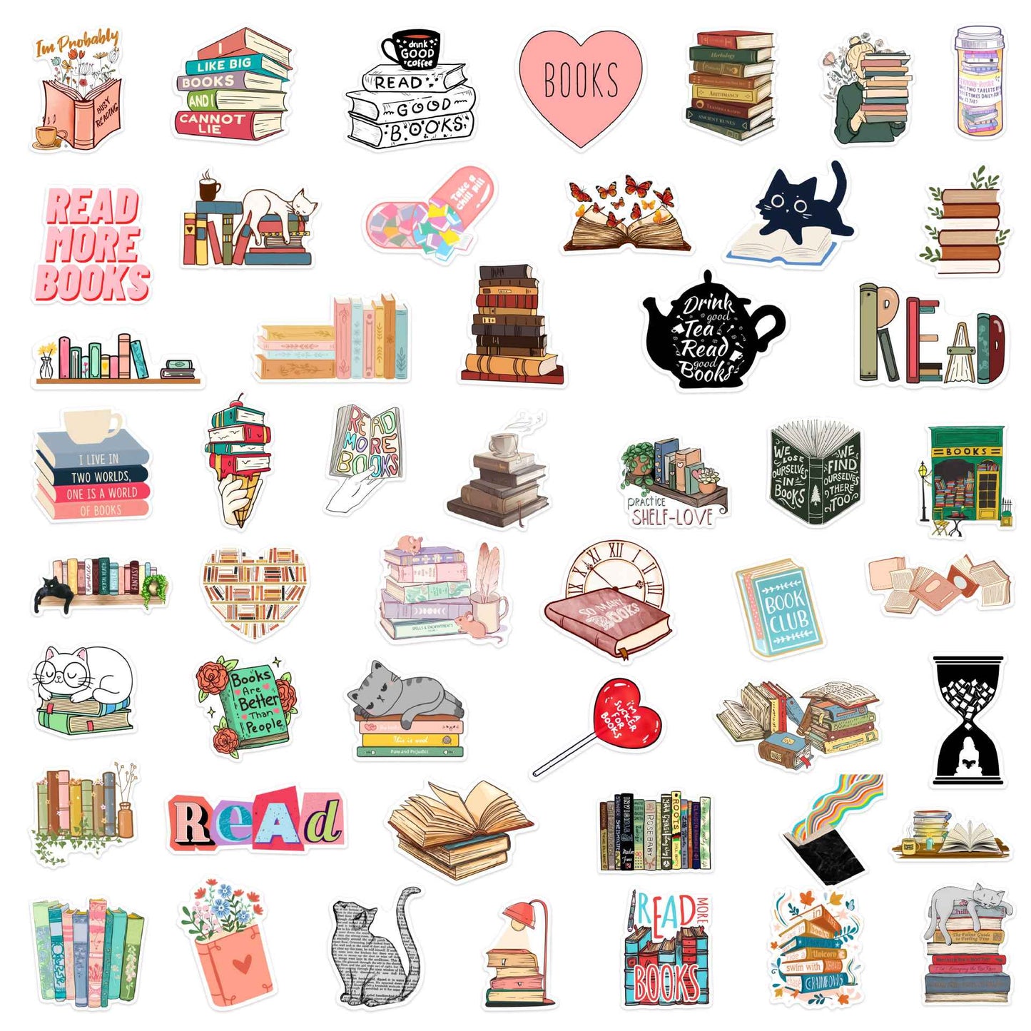 Kit de Adesivos Book Lover – 50 Peças