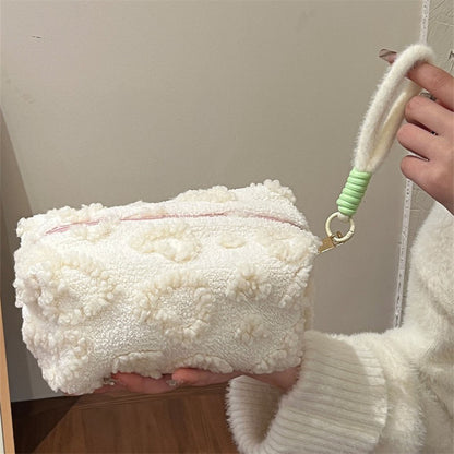 Sacos de maquiagem de pelúcia com alça macio viagem saco de armazenamento de cos