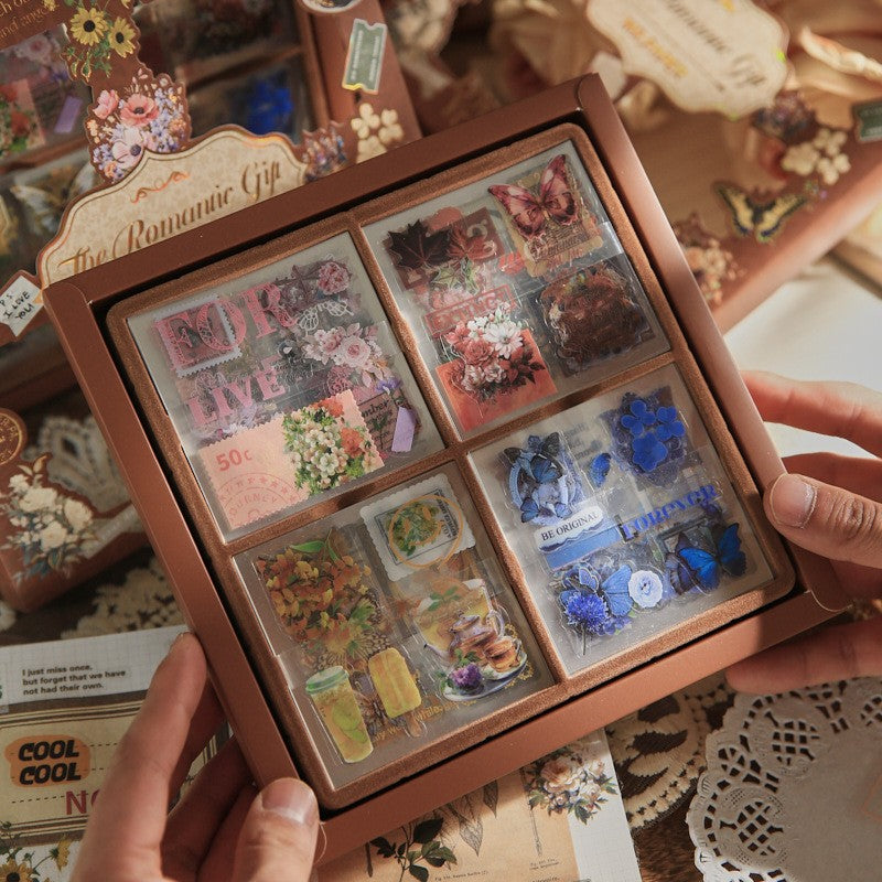 Caixa de Adesivos Romance Vintage – 100 Peças
