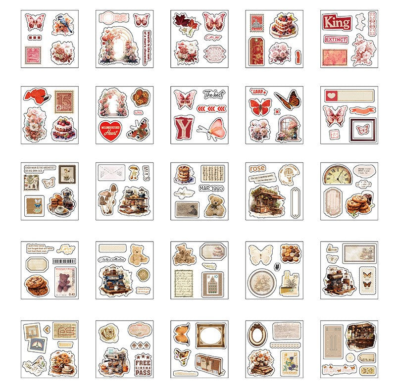 Caixa de Adesivos Romance Vintage – 100 Peças
