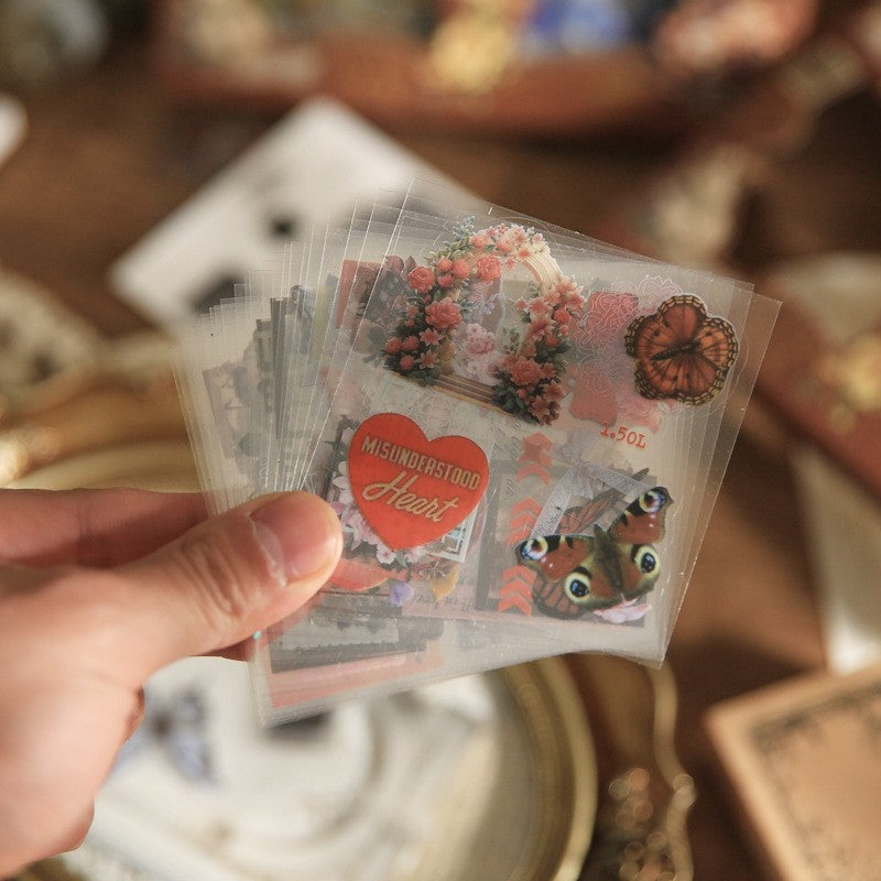 Caixa de Adesivos Romance Vintage – 100 Peças