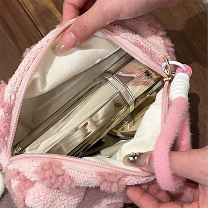 Sacos de maquiagem de pelúcia com alça macio viagem saco de armazenamento de cos