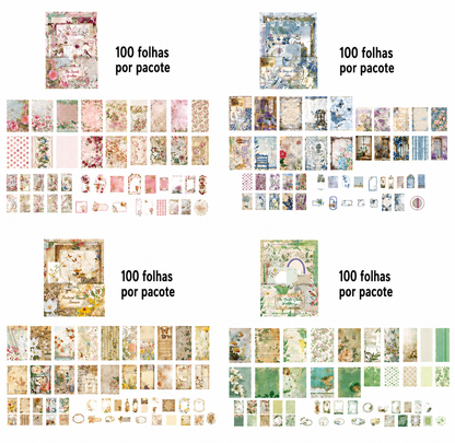 Kit de Papéis Decorativos para Journaling e Scrapbook – 400 Peças