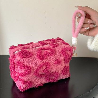 Sacos de maquiagem de pelúcia com alça macio viagem saco de armazenamento de cos