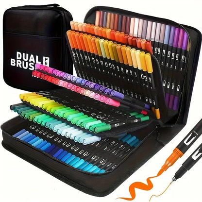 Marcadores aquarela vibrantes de ponta dupla – Conjunto de arte para desenho e a