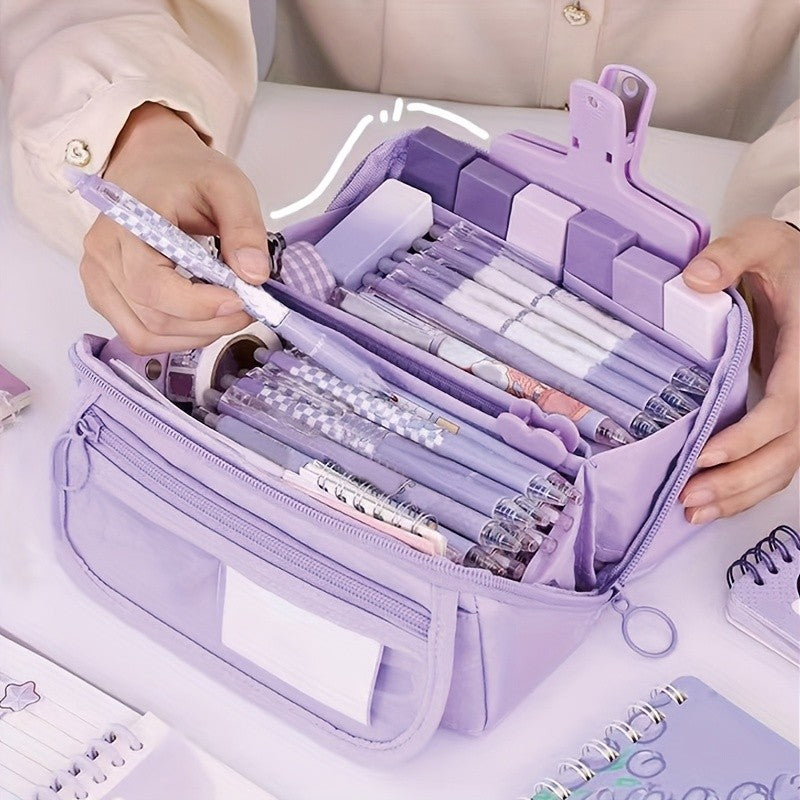 Organizador de estojo de lápis de grande capacidade - Armazenamento de mesa com