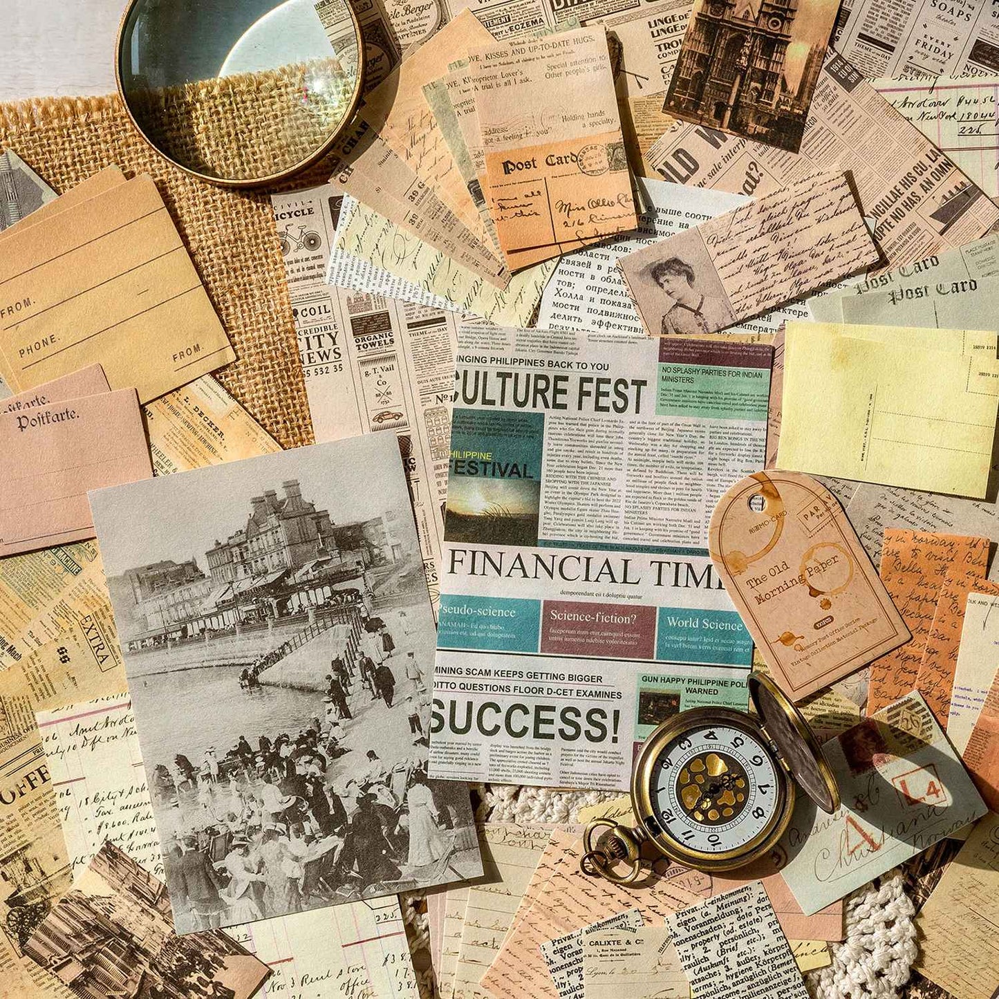 Kit de Papéis Decorativos para Journaling e Scrapbook – 100 Peças