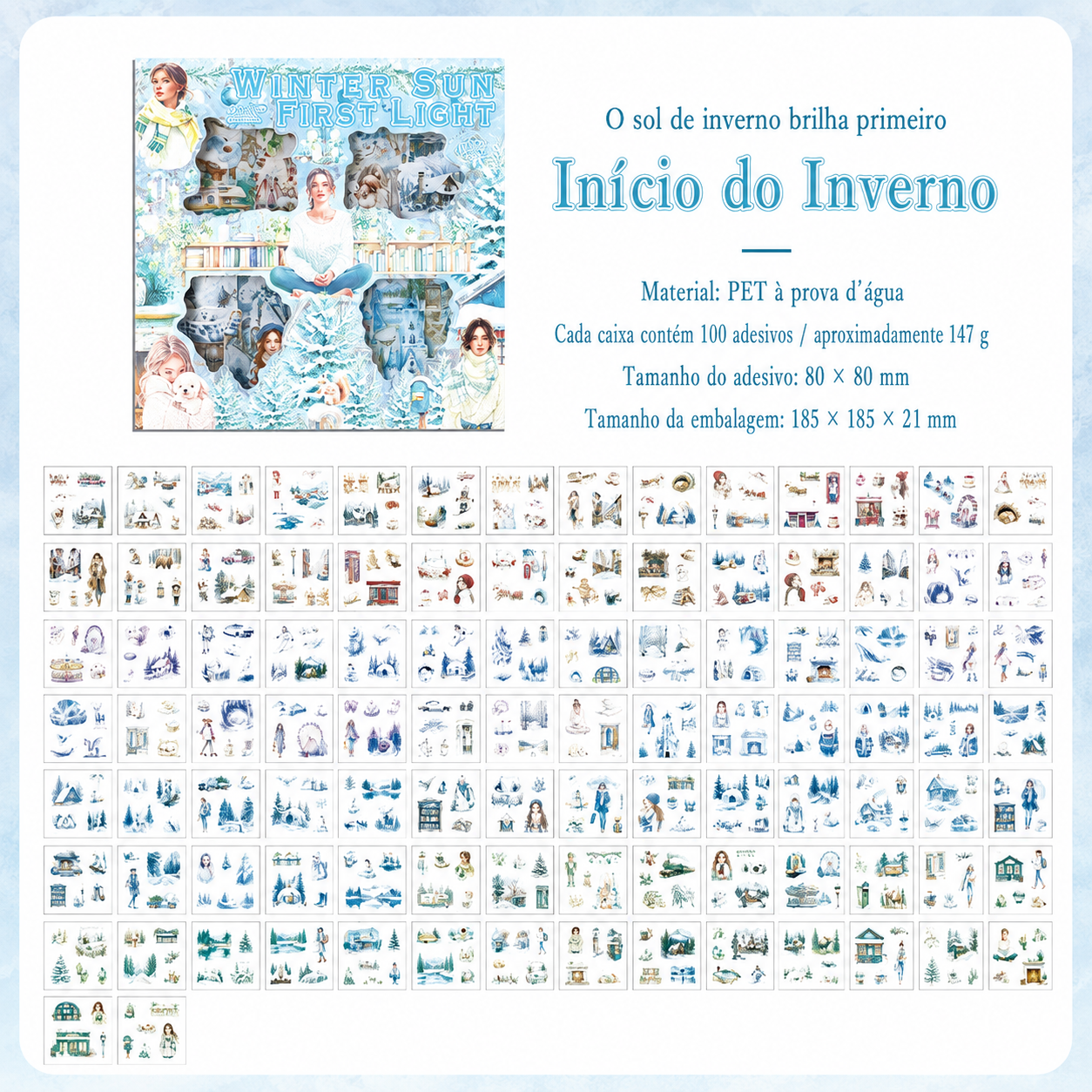 Kit de Adesivos Transparentes para Journaling e Scrapbook – 100 Peças