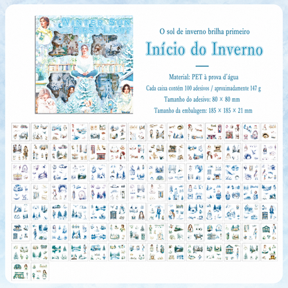 Kit de Adesivos Transparentes para Journaling e Scrapbook – 100 Peças