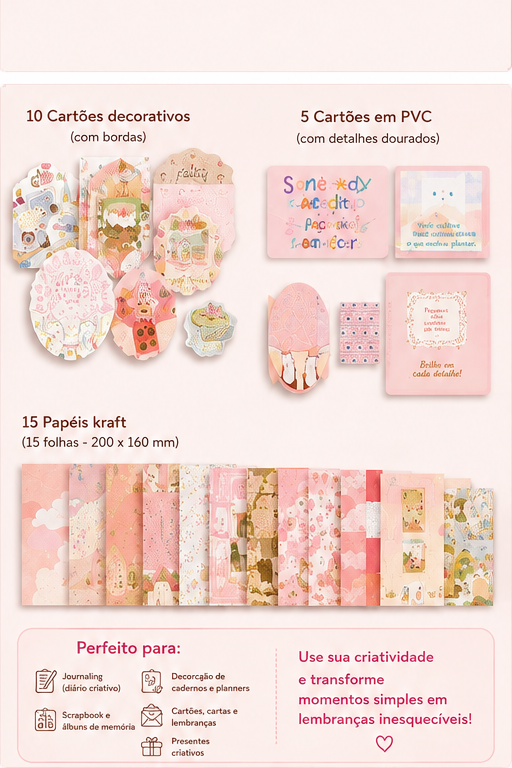 Kit Criativo para Journaling e Scrapbook — Doce