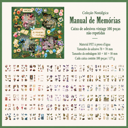 Kit de Adesivos Transparentes para Journaling e Scrapbook – 100 Peças