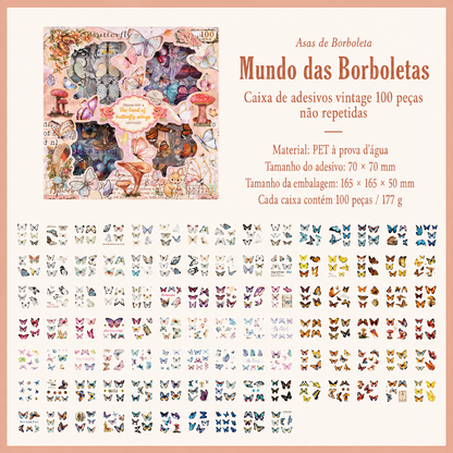 Kit de Adesivos Transparentes para Journaling e Scrapbook – 100 Peças