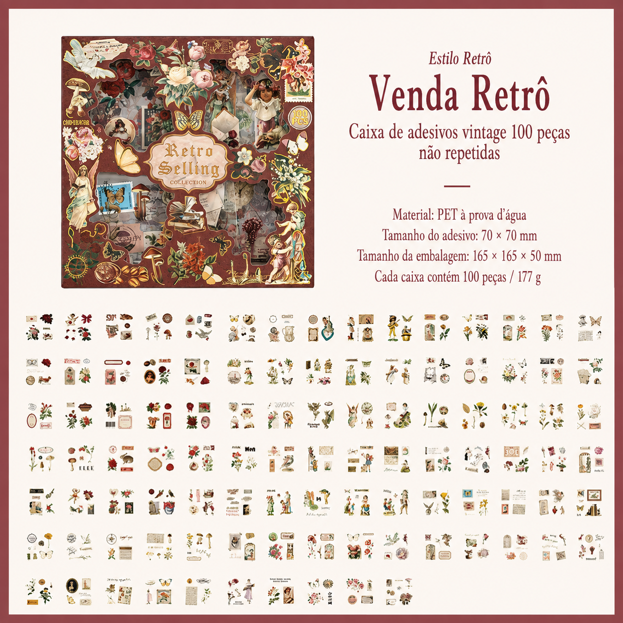 Kit de Adesivos Transparentes para Journaling e Scrapbook – 100 Peças