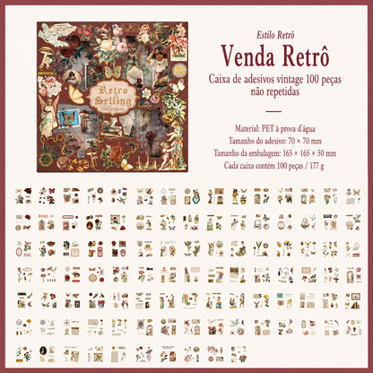 Kit de Adesivos Transparentes para Journaling e Scrapbook – 100 Peças